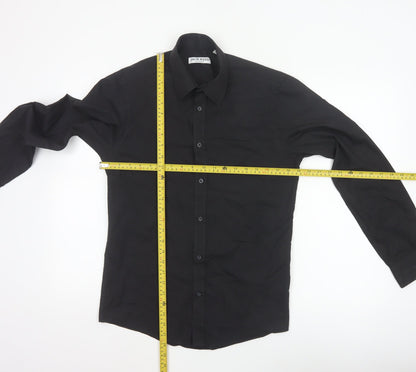 Jack Reid Men's Black 14.5 Easy Care Long Sleeve Button-Up Shirt
