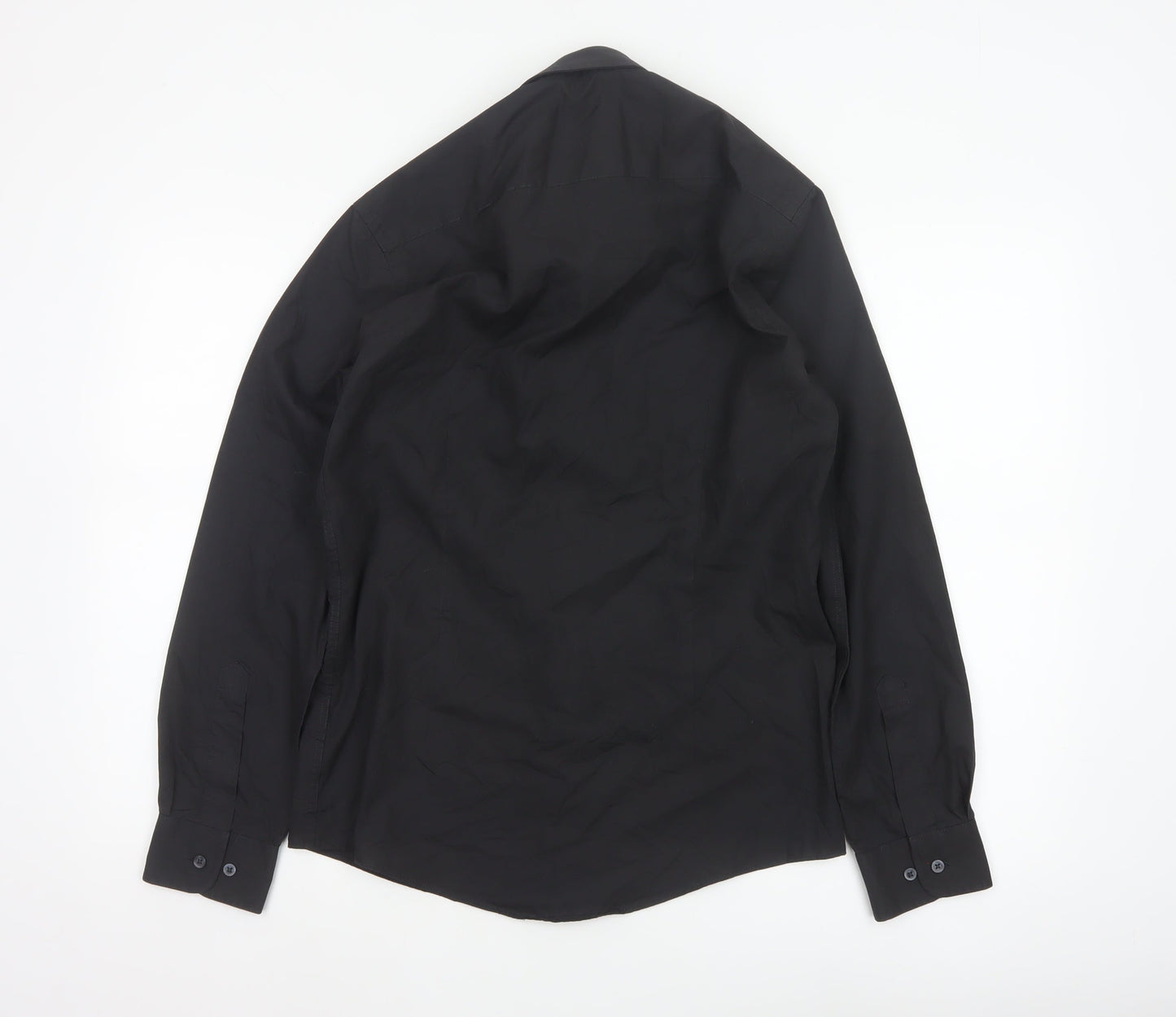Jack Reid Men's Black 14.5 Easy Care Long Sleeve Button-Up Shirt