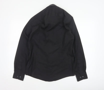 Jack Reid Men's Black 14.5 Easy Care Long Sleeve Button-Up Shirt