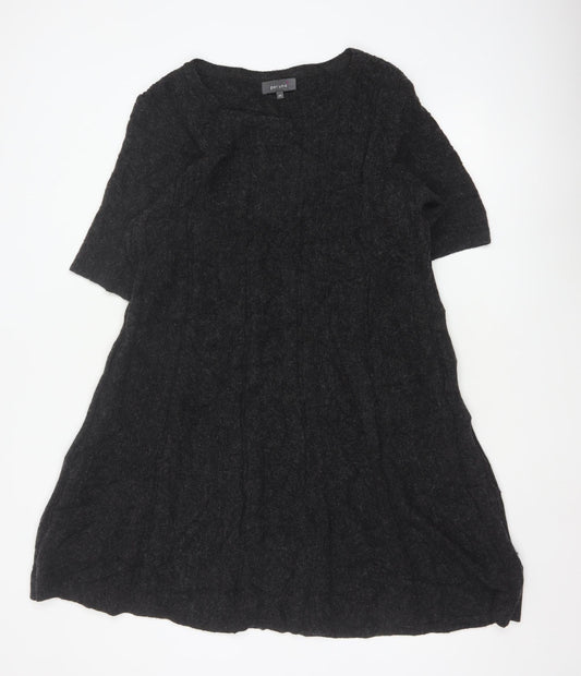 Per Una Women Black Wool Blend A-Line Jumper Dress UK 20 Knit