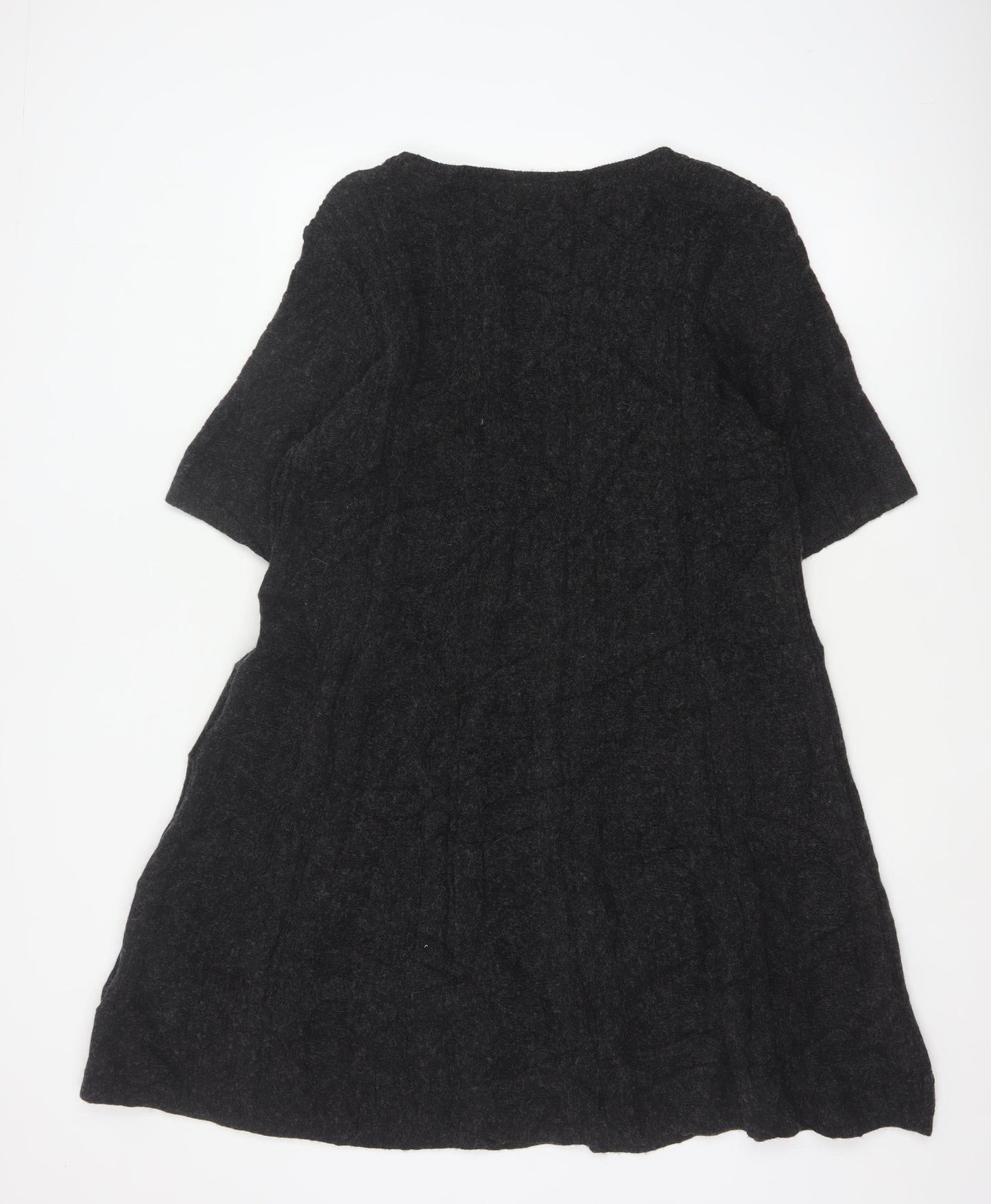 Per Una Women Black Wool Blend A-Line Jumper Dress UK 20 Knit