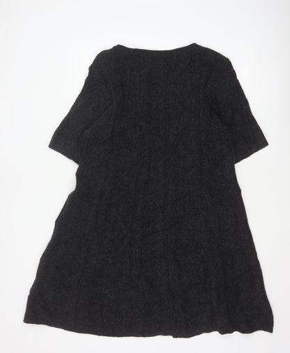 Per Una Women Black Wool Blend A-Line Jumper Dress UK 20 Knit