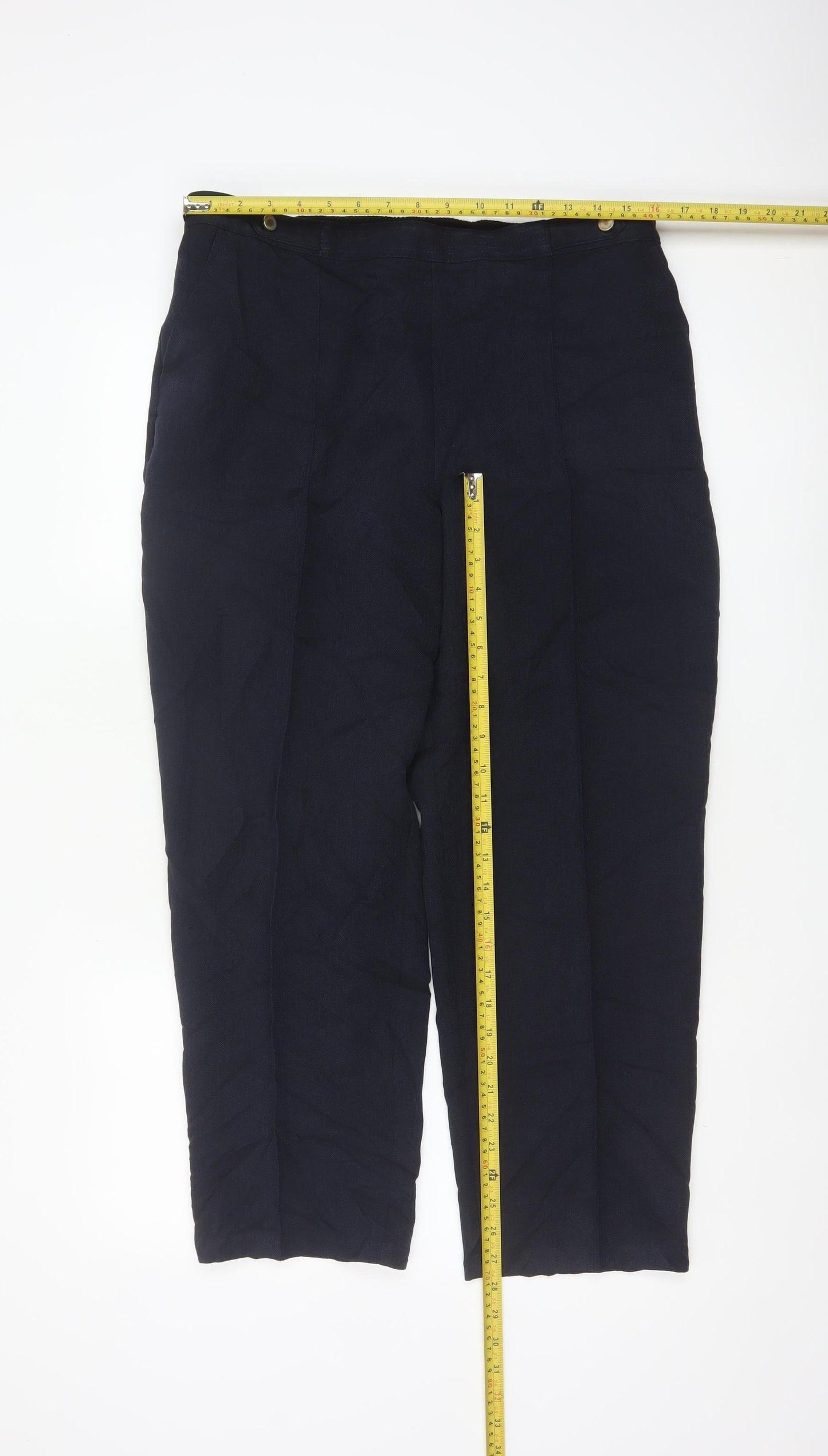 M&S Women’s Black UK 16 Short Straight Leg Elastic Waist Trousers
