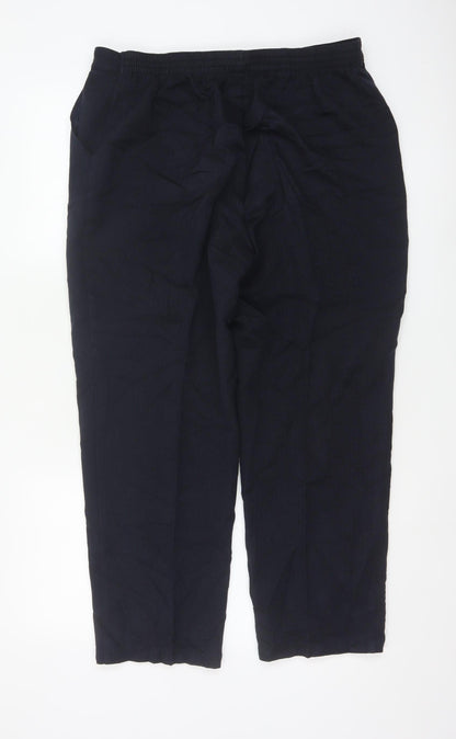 M&S Women’s Black UK 16 Short Straight Leg Elastic Waist Trousers
