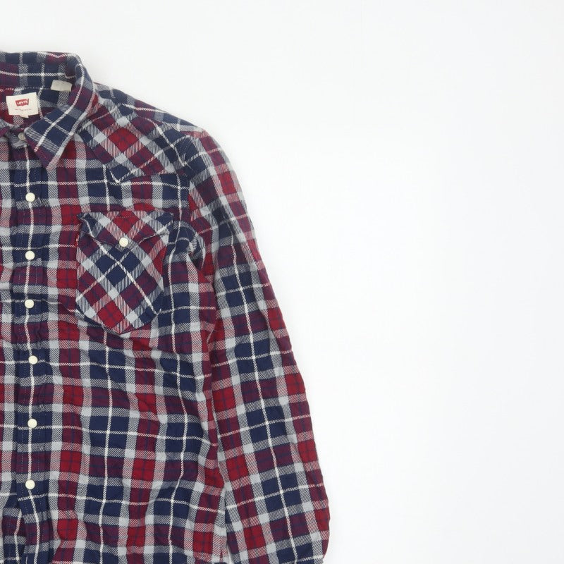 Levi's Men's Multicoloured S Plaid Flannel Snap Button-Up Shirt