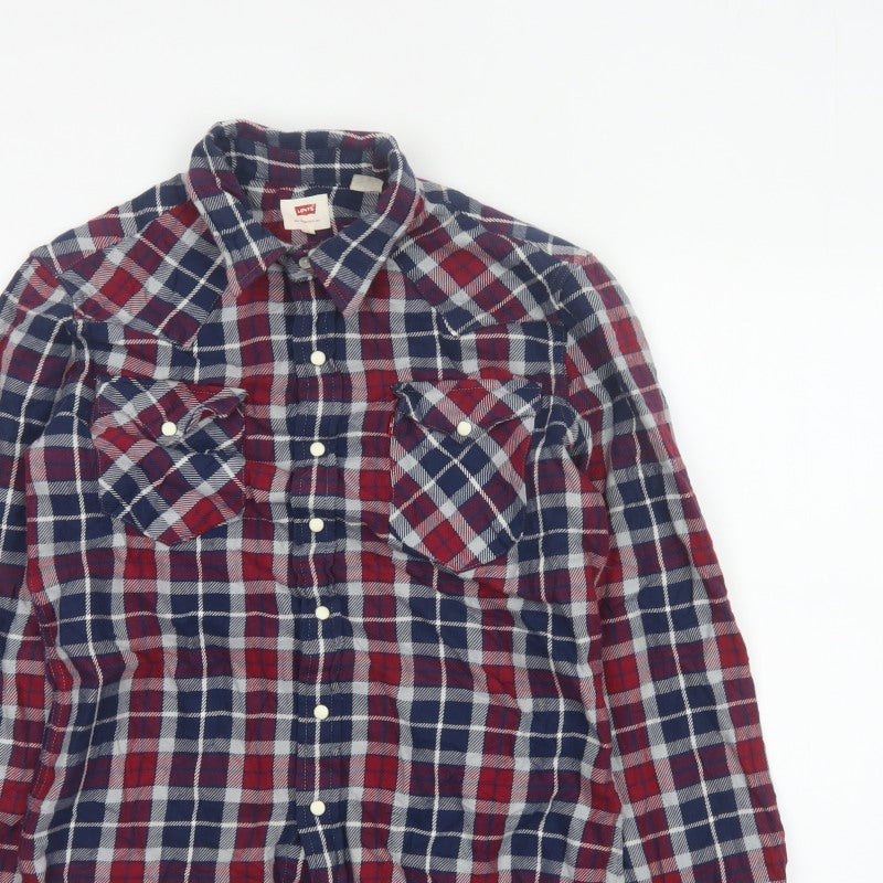 Levi's Men's Multicoloured S Plaid Flannel Snap Button-Up Shirt