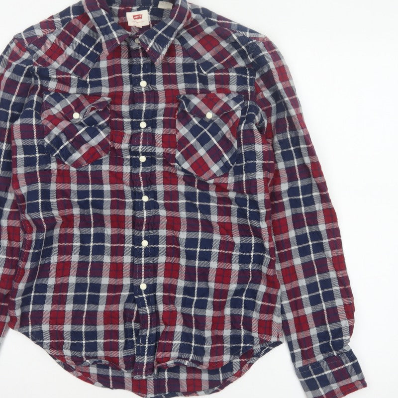 Levi's Men's Multicoloured S Plaid Flannel Snap Button-Up Shirt