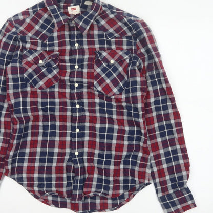 Levi's Men's Multicoloured S Plaid Flannel Snap Button-Up Shirt