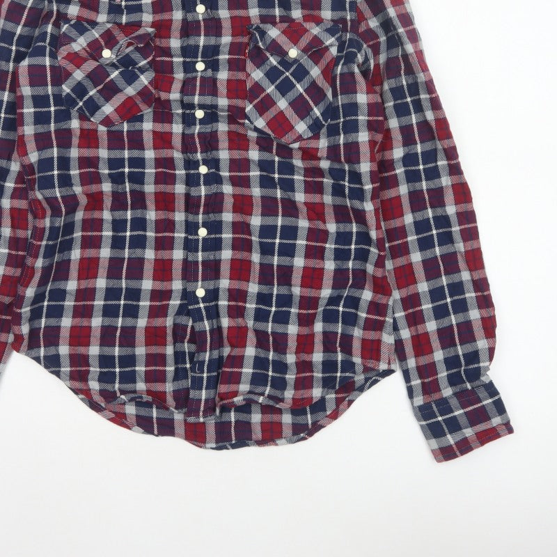 Levi's Men's Multicoloured S Plaid Flannel Snap Button-Up Shirt