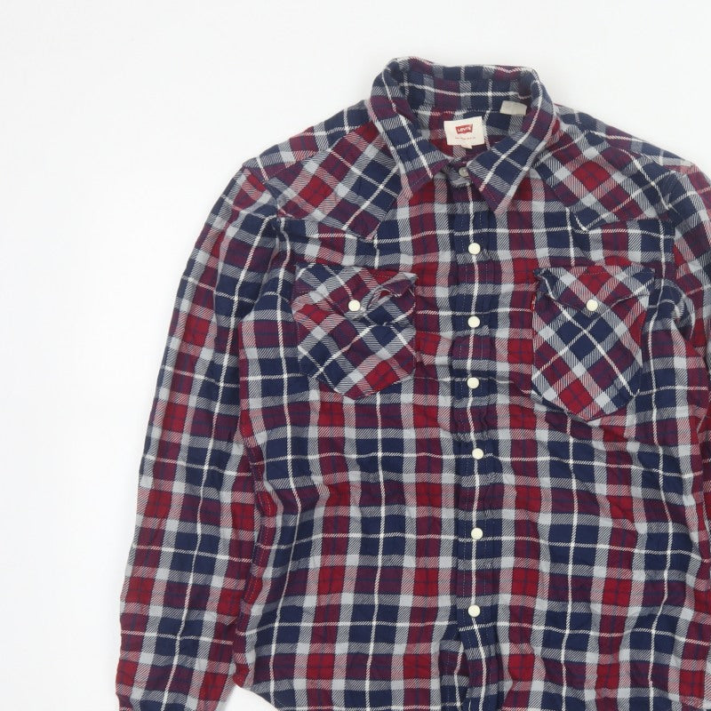 Levi's Men's Multicoloured S Plaid Flannel Snap Button-Up Shirt