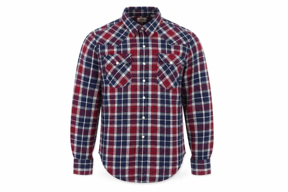 Levi's Men's Multicoloured S Plaid Flannel Snap Button-Up Shirt