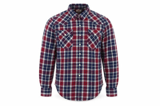 Front view of Levi's Men's Multicoloured S Plaid Flannel Snap Button-Up Shirt