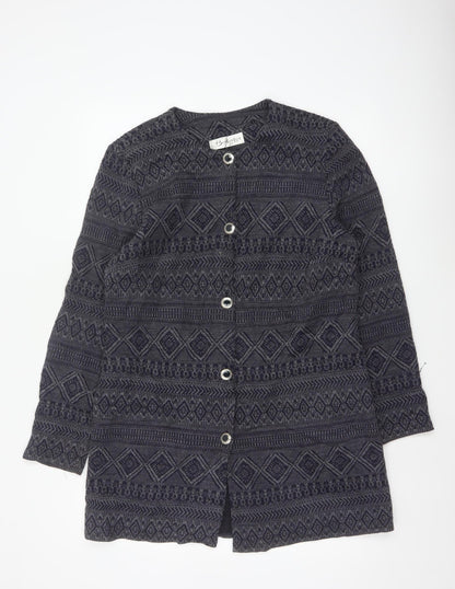 Berkertex Women’s Black Grey Geometric Knit Long Coatigan UK 16