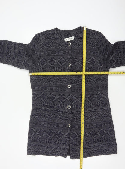 Berkertex Women’s Black Grey Geometric Knit Long Coatigan UK 16