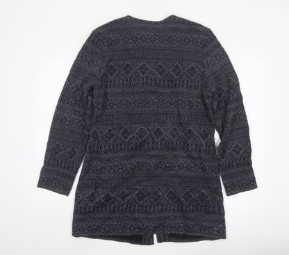 Berkertex Women’s Black Grey Geometric Knit Long Coatigan UK 16