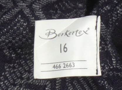 Berkertex Women’s Black Grey Geometric Knit Long Coatigan UK 16