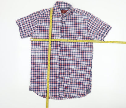 Harvey Parker Men’s Blue Check Short Sleeve Button-Up Shirt Size S