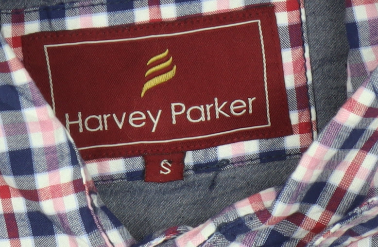 Harvey Parker Men’s Blue Check Short Sleeve Button-Up Shirt Size S