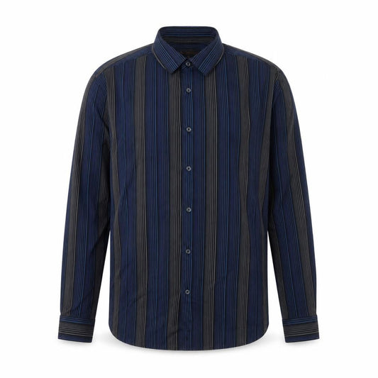 Ben Sherman Men Blue Black Striped Button-Up Shirt M Long Sleeve