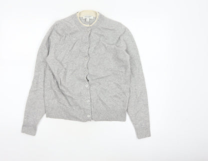 Autograph Women Grey Cashmere Cardigan Size 10 Crew Neck Button Knit