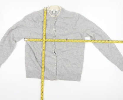 Autograph Women Grey Cashmere Cardigan Size 10 Crew Neck Button Knit