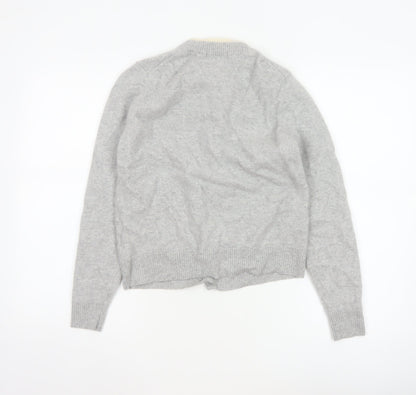 Autograph Women Grey Cashmere Cardigan Size 10 Crew Neck Button Knit