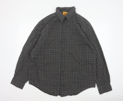 Timberland Men Grey Check XL Cotton Long Sleeve Button-Up Shirt