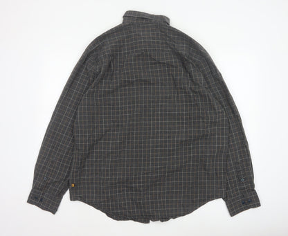 Timberland Men Grey Check XL Cotton Long Sleeve Button-Up Shirt