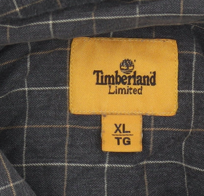 Timberland Men Grey Check XL Cotton Long Sleeve Button-Up Shirt