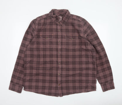 Fat Face Men Pink Check 2XL Button-Down Long Sleeve Cotton Shirt