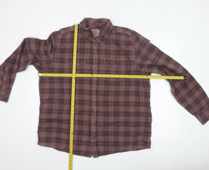 Fat Face Men Pink Check 2XL Button-Down Long Sleeve Cotton Shirt