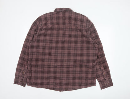 Fat Face Men Pink Check 2XL Button-Down Long Sleeve Cotton Shirt
