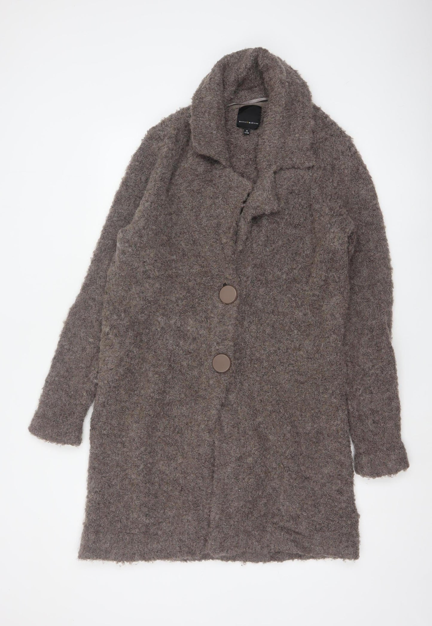 Mercer & Madison Women Grey UK 12 Alpaca Wool Long Collared Cardigan