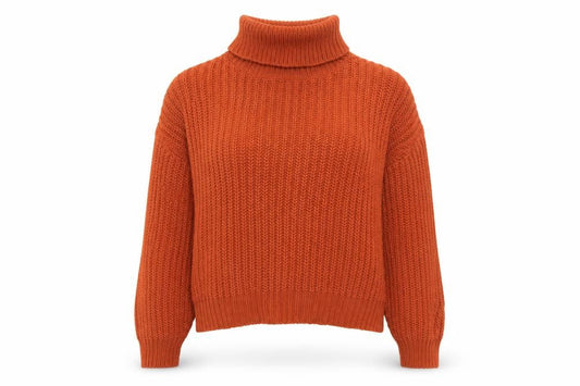 Threadbare Women Orange UK 10 Chunky Knit Roll Neck Pullover Jumper
