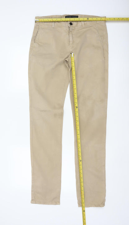 Zara Men Beige Slim Tapered Chino Trousers Size M W31