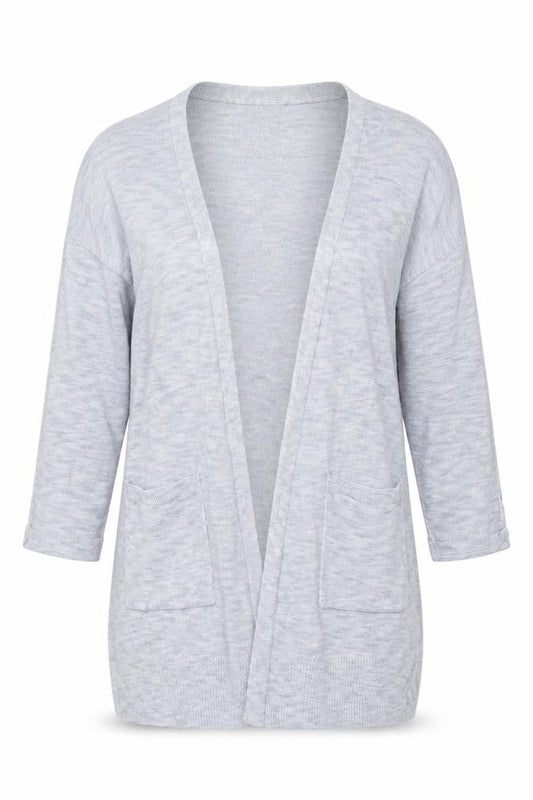 Jones New York Women Grey Size S Open Knit Longline Cardigan Pockets