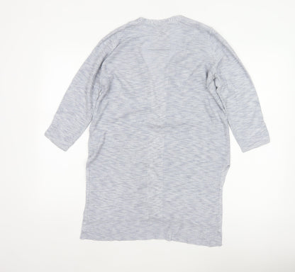 Jones New York Women Grey Size S Open Knit Longline Cardigan Pockets