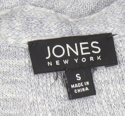 Jones New York Women Grey Size S Open Knit Longline Cardigan Pockets