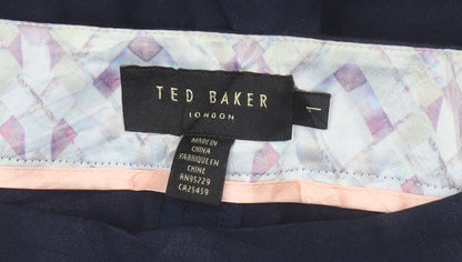 Ted Baker Women’s Navy Blue Size 8 Pleated Tapered Dress Trousers