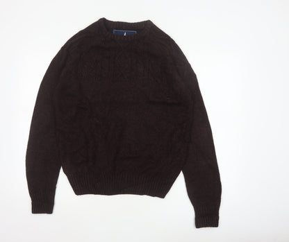 Headland Premium Men’s Brown M Cable-Knit Crew Neck Pullover Jumper