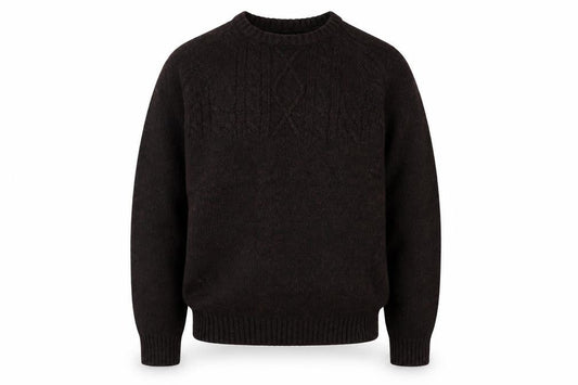 Headland Premium Men’s Brown M Cable-Knit Crew Neck Pullover Jumper