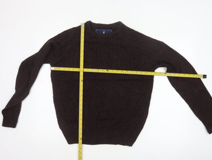 Headland Premium Men’s Brown M Cable-Knit Crew Neck Pullover Jumper