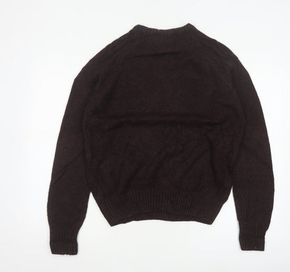 Headland Premium Men’s Brown M Cable-Knit Crew Neck Pullover Jumper