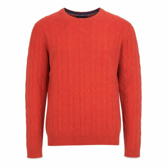 Marks and Spencer Men Orange M Cable Knit Cotton Cashmere Crew Neck Jumper