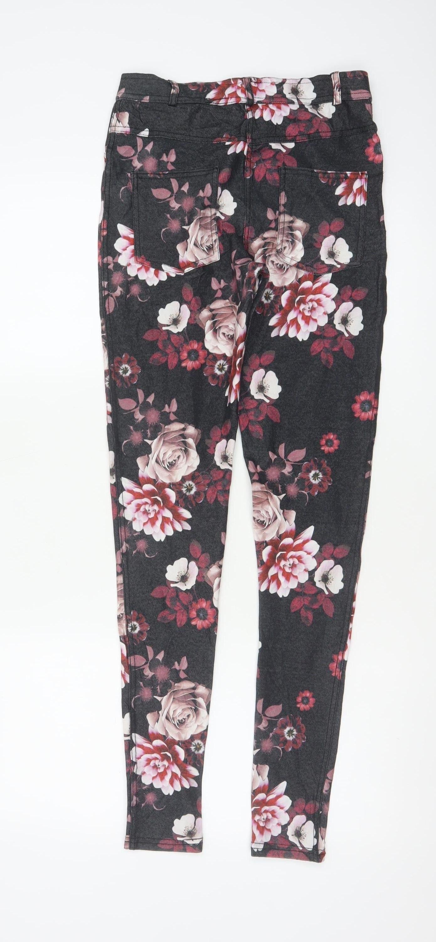 Select Women’s Black Floral Skinny Stretch Jeggings UK 8
