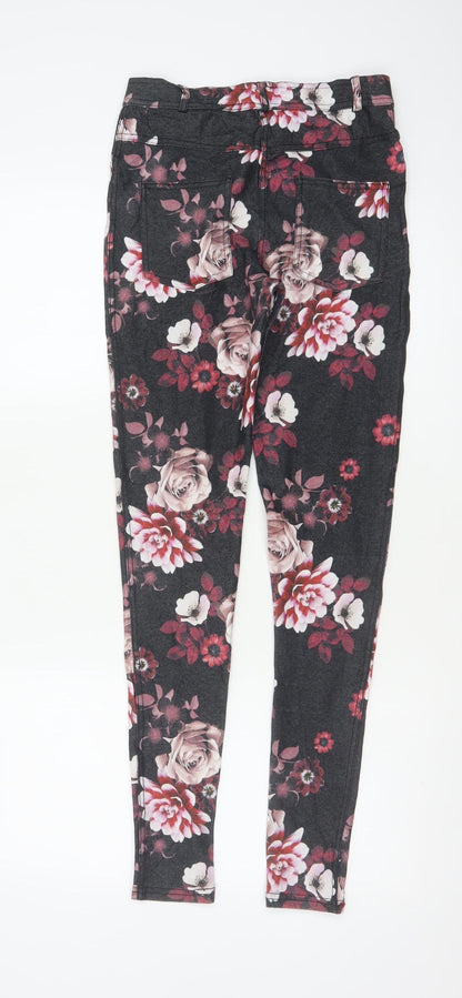 Select Women’s Black Floral Skinny Stretch Jeggings UK 8