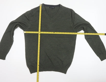 Austin Reed Men’s Green V-Neck Wool Blend Pullover Jumper Size L