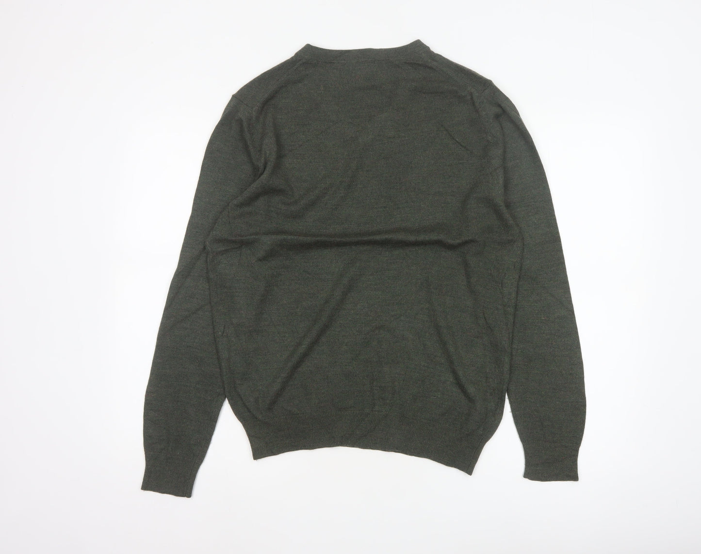 Austin Reed Men’s Green V-Neck Wool Blend Pullover Jumper Size L