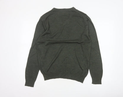 Austin Reed Men’s Green V-Neck Wool Blend Pullover Jumper Size L