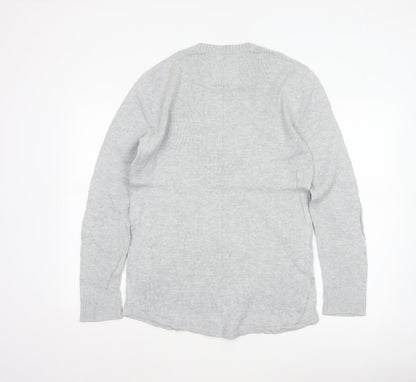 Hollister Men’s Grey Small Cotton Crew Neck Logo Pullover Jumper